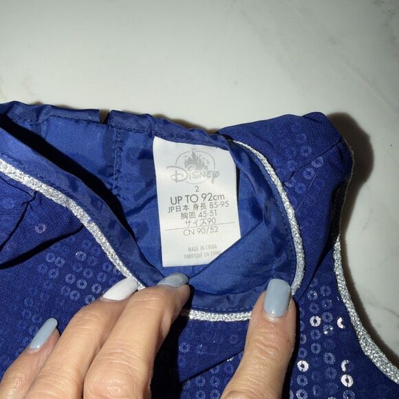 Disney Brand Sequined Elsa Dress Lined Sz 2 - Picture 3 of 9